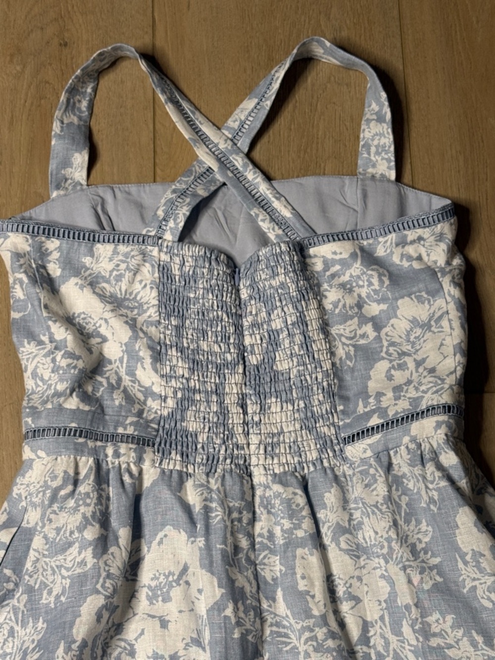 Reformation NWT Everett linen dress in porcelain blue white size 10 - Picture 11 of 11